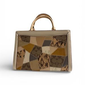 NWOT Coach Patchwork Animal Print Top Handle Bag – Beige/Tan
